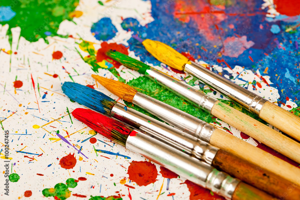 Brushes, paints, pencils for drawing Brushes, paints, pencils for drawing