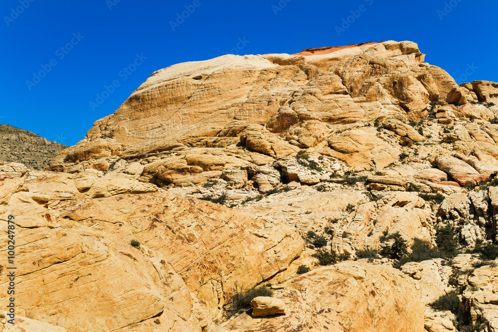 Yellow Sandstone hill at Red Rock Canyon, Nevada, USA