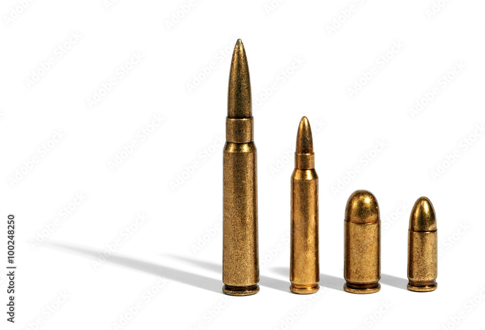 Four different bullets on white Four different bullets on white