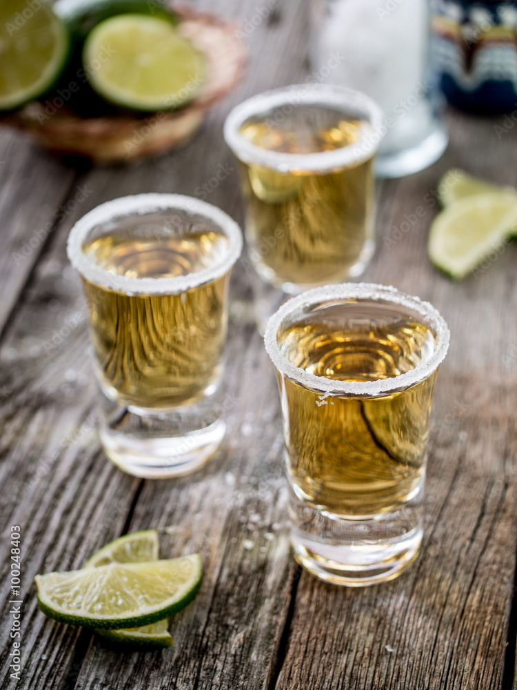 Tequila shots with salt rim Tequila shots with salt rim