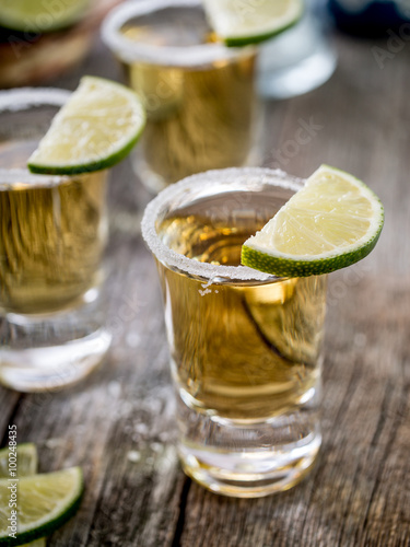 Tequila shots with salt rim