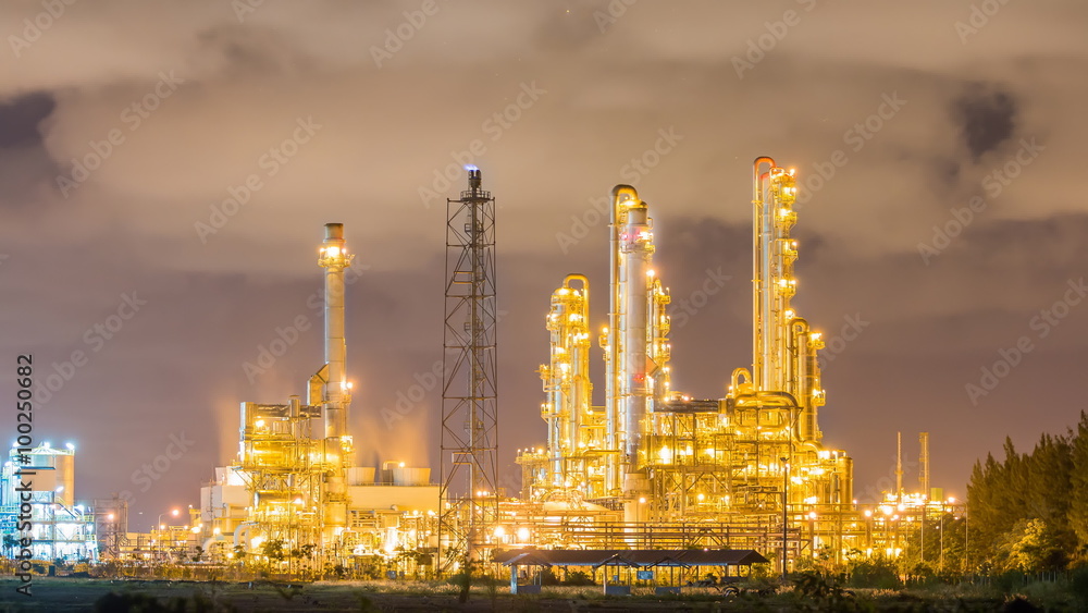 Night scene of oil refinery plant , Tima lapse video Night scene of oil refinery plant , Tima lapse video