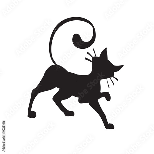 wall stickers funny silhouettes, vector, pattern interior cat