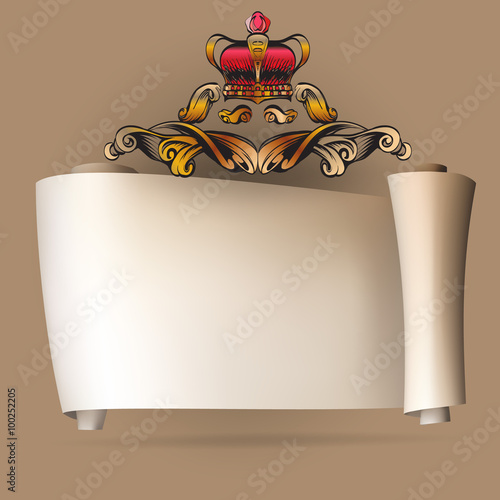 crown vector, decorative elements in vintage style for decoration layout, framing, for text for advertising, vector illustration hands