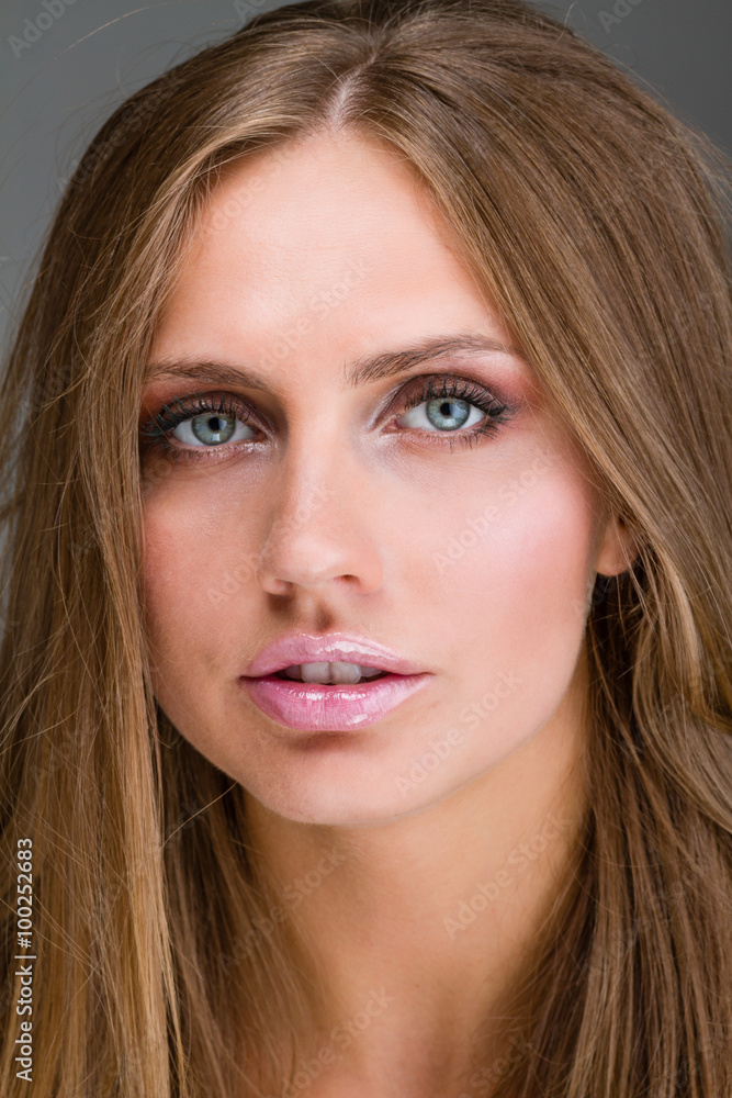 portrait of attractive caucasian smiling woman portrait of attractive caucasian smiling woman