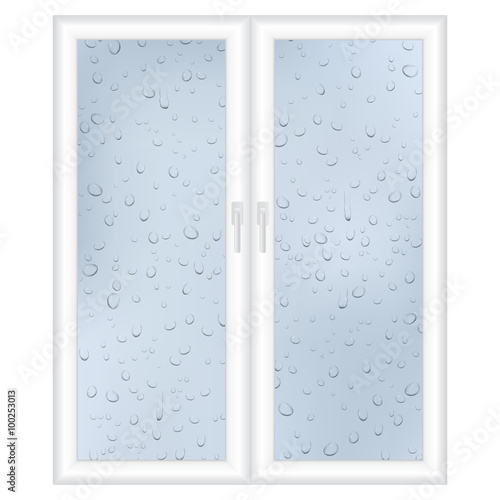 Water drops on window. Transparent drops on glass.
