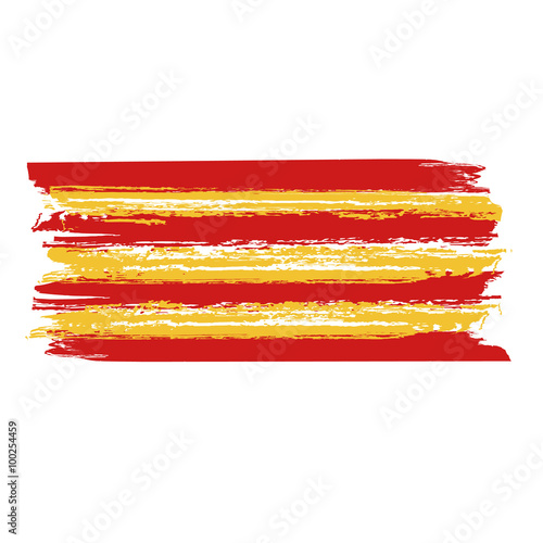 фотографія Catalan flag painted by brush hand paints. Catalonia art flag.