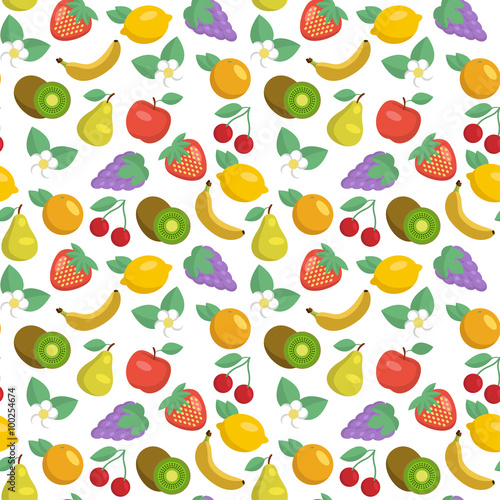Fototapeta Naklejka Na Ścianę i Meble -  Vector seamless pattern with fruits