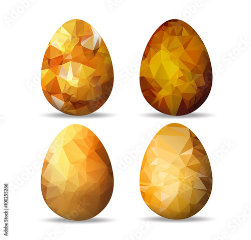 Set gold geometrical Easter eggs and happy easter