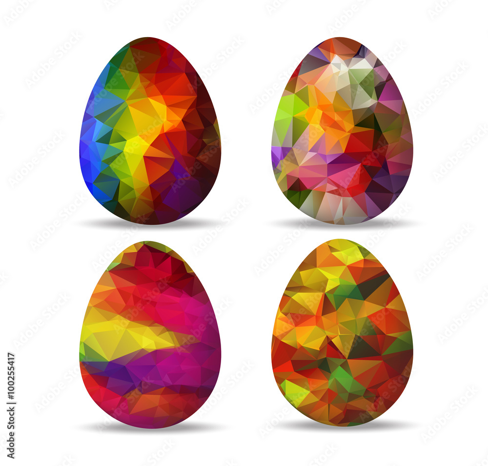 Set colorful geometrical Easter eggs and happy easter Set colorful geometrical Easter eggs and happy easter