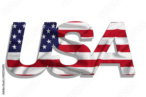 text usa flag isolated on white background