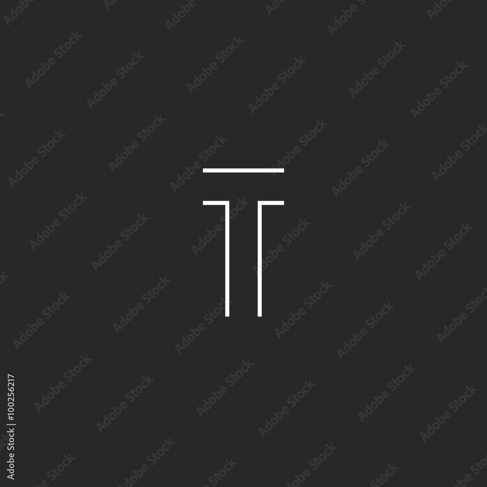 Logo T letter monogram mockup, simple line style symbol, black and white minimalism geometric shape Logo T letter monogram mockup, simple line style symbol, black and white minimalism geometric shape