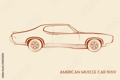 American muscle car silhouette 60s photo