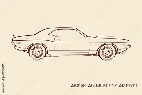 American muscle car silhouette 70s