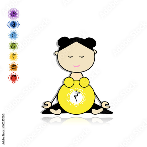 Pregnant yoga, woman in lotus pose for your design