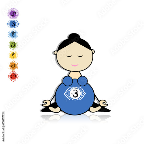 Pregnant yoga, woman in lotus pose for your design