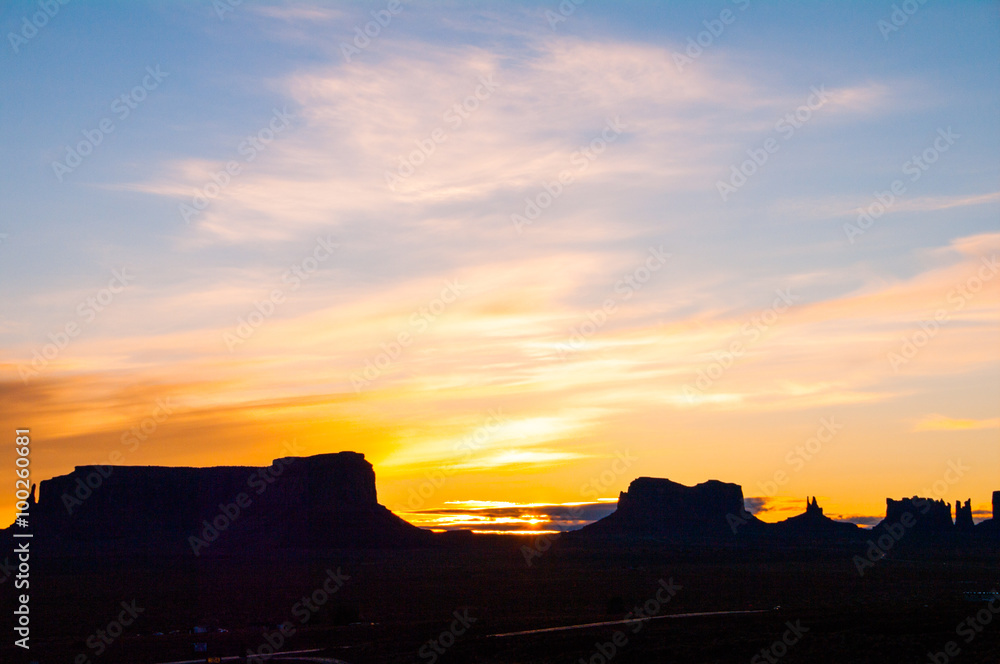 Morning sun at Monument Valley,tourism of america