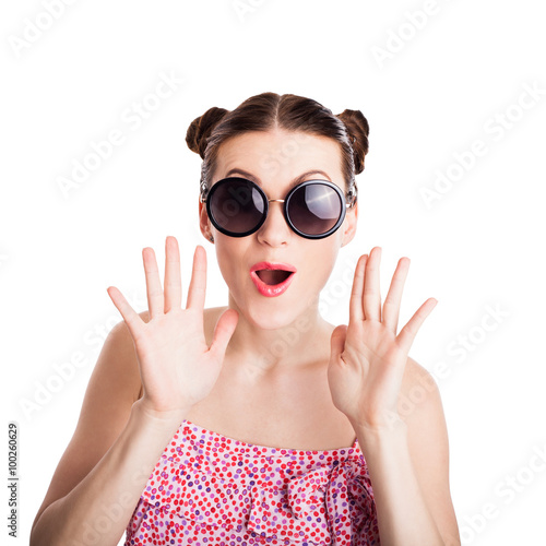 Obraz na płótnie funny girl in sunglasses w salonie