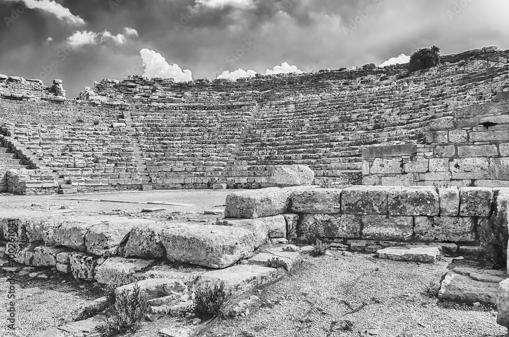 Inside the Greek Theatre of Segesta, Sicily, Italy Inside the Greek Theatre of Segesta, Sicily, Italy