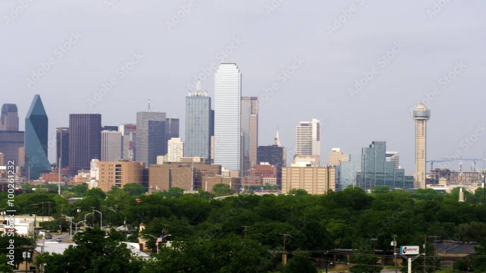 Panorama of the Dallas skyline on a slightly hazy day. Panorama of the Dallas skyline on a slightly hazy day.