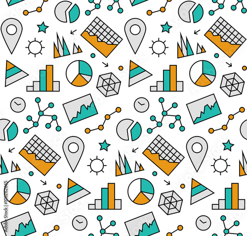Infographic elements seamless icons pattern