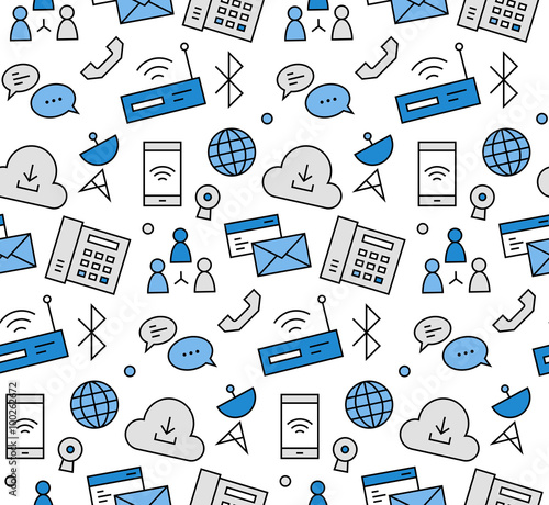 Communication elements seamless icons pattern