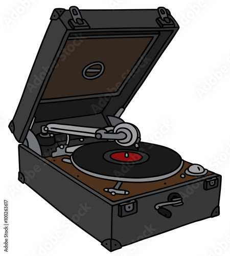 Retro gramophone  / Hand drawing, vector illustration