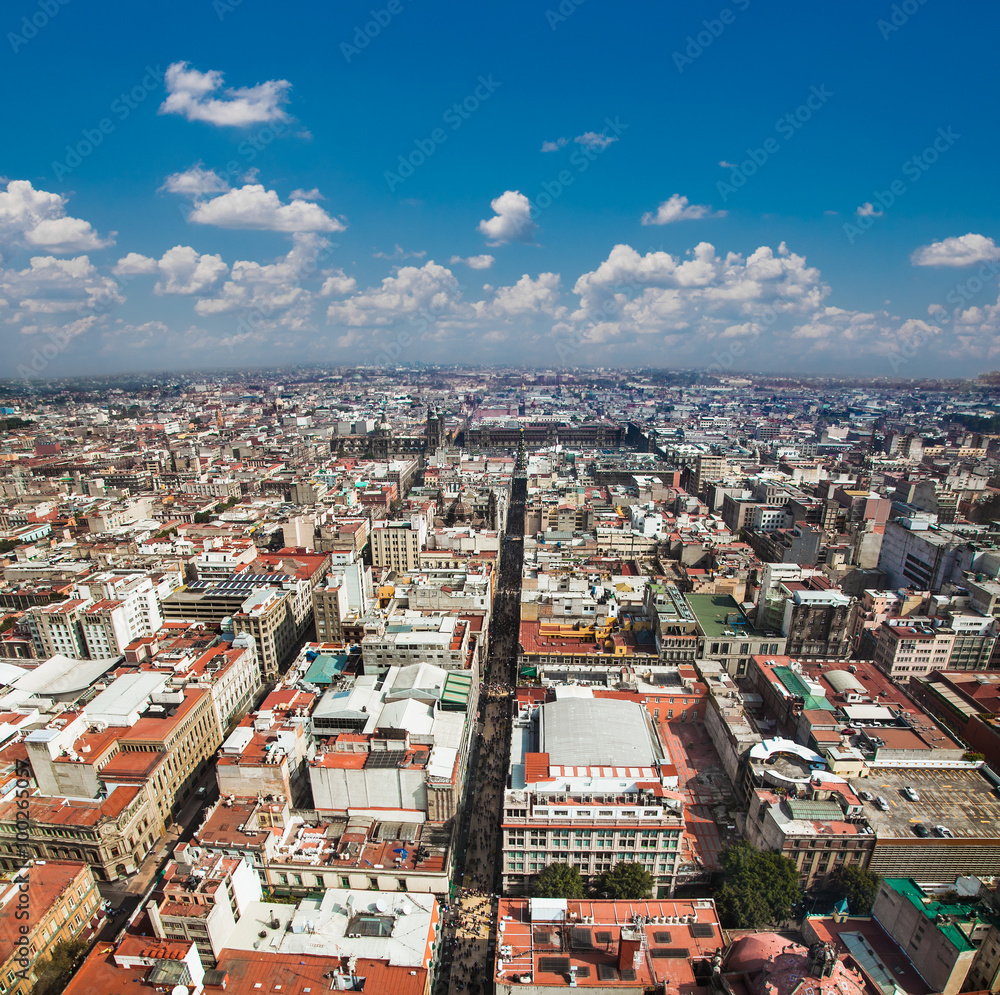Fototapeta premium Aerial view of Mexico City, Mexico.