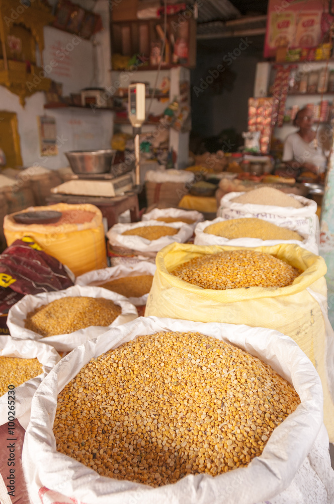 Lentils and beans at the indian shop Lentils and beans at the indian shop