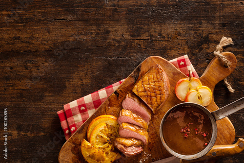 Honey flavoured duck breast fillet photo