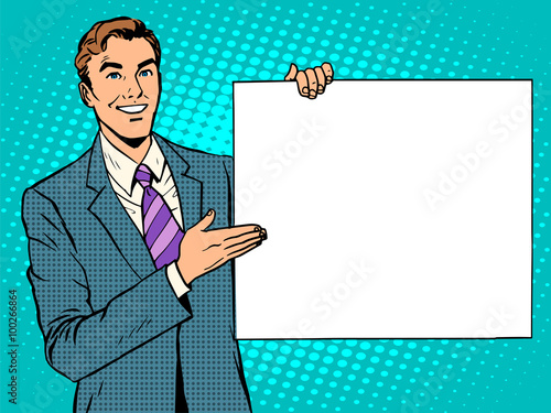 businessman advertising announcement your brand here