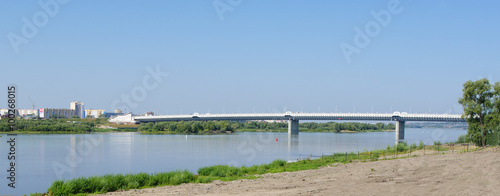 summer view Irtysh river with metro bridge, Omsk, Russia  © Hgalina