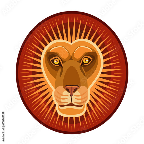 lion symbol of the sun/ icon lion sun vital energy, heat, light, power, horoscope sign for an icon and site 