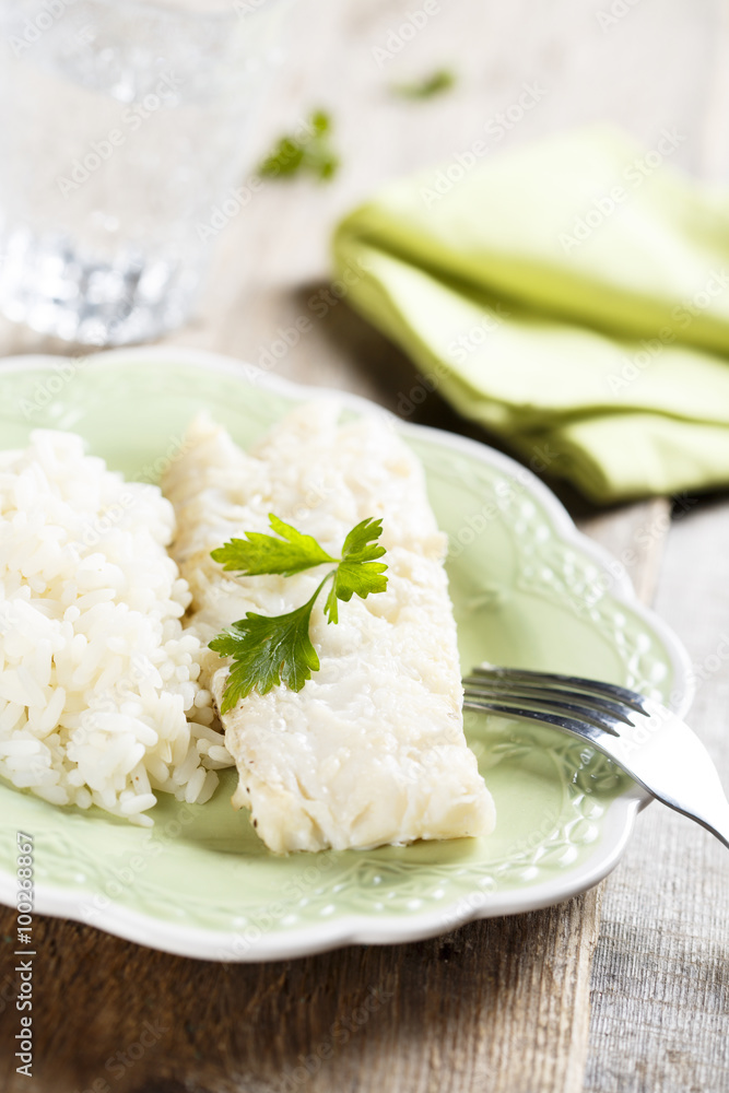 Cod fish with rice