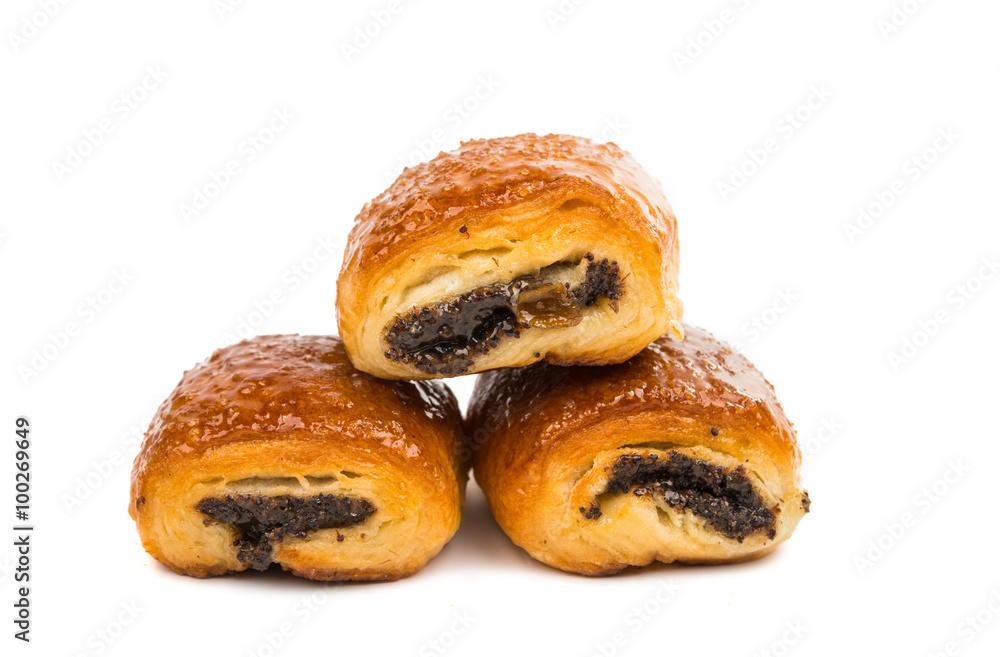 Strudel with poppy seeds isolated Strudel with poppy seeds isolated