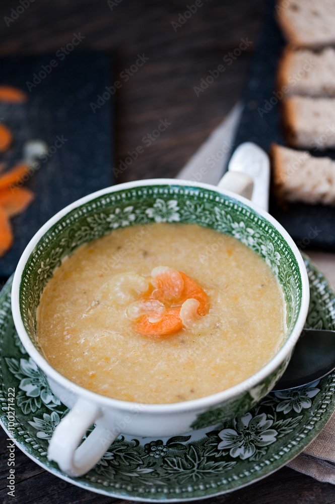Vegetable cream soup in a bowl Vegetable cream soup in a bowl