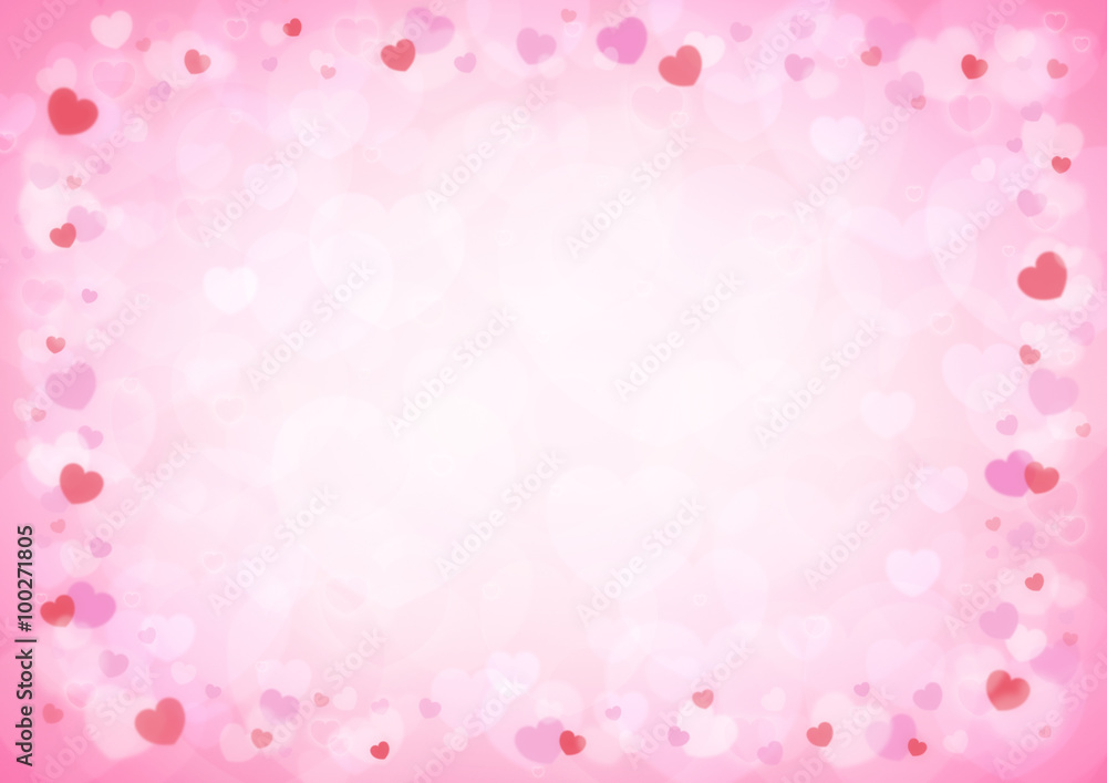 Beautiful pink hearts bokeh for valentine background, love conce