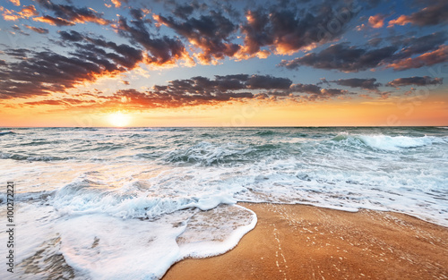 atmosphere at sunrise on the beach