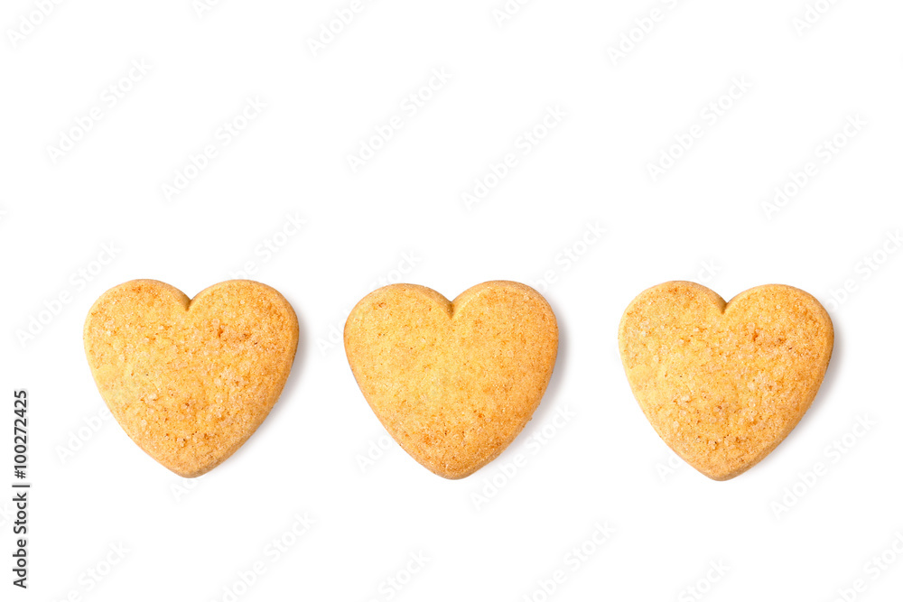 tasty cookies in the shape of a heart isolated on white background tasty cookies in the shape of a heart isolated on white background