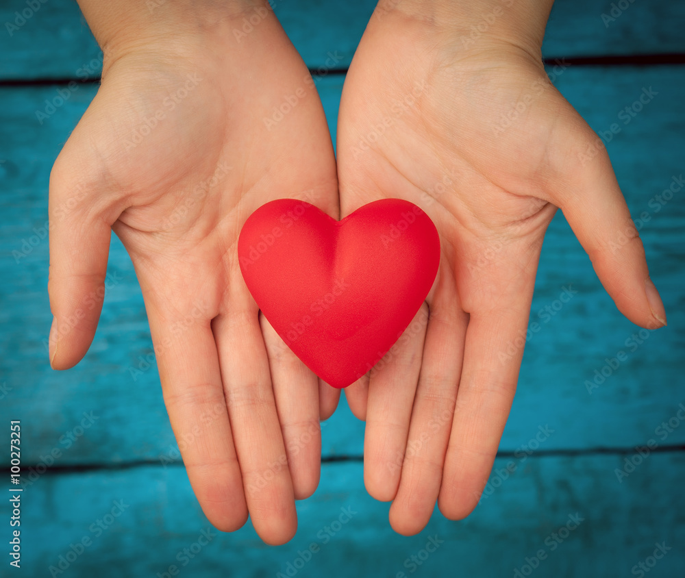 Red heart in the hands Red heart in the hands