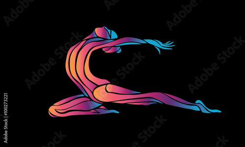 Creative color silhouette of gymnastic girl. Art gymnastics