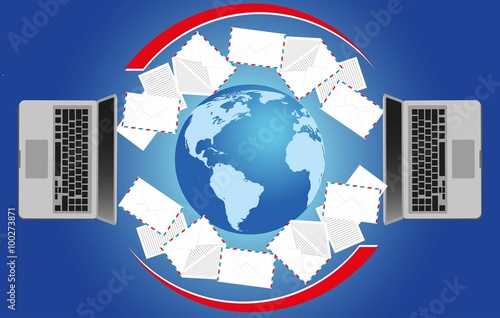 illustration of two laptops and an e-mail