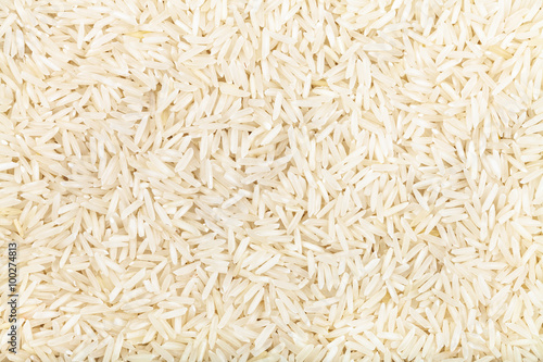 long grains of uncooked white Basmati rice