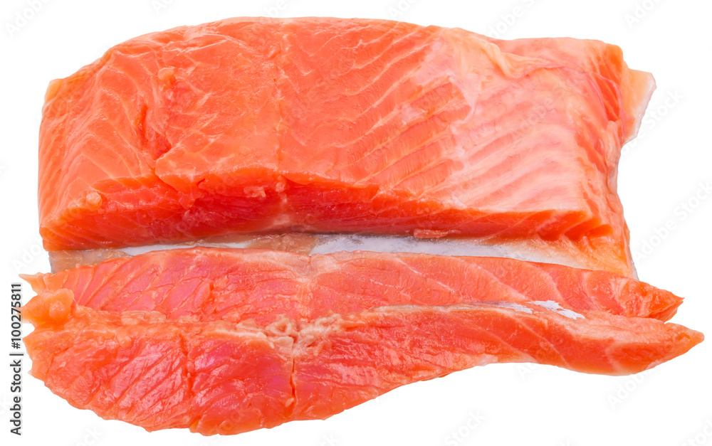 above view sliced slightly salted trout red fish