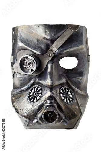 Carnival stalker mask at Dieselpunk style, isolated on white background 