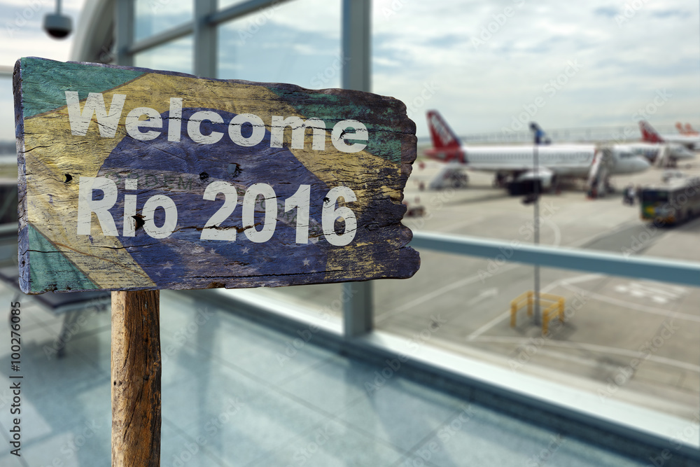 Obraz premium Welcome to Rio sign on the airport