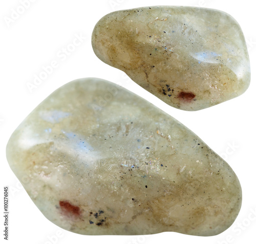 two Labradorite gemstones isolated