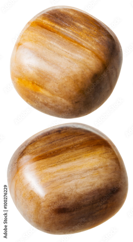 two tigers eye gemstones isolated on white two tigers eye gemstones isolated on white