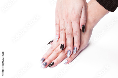 Well cared woman s hands on white with well painted fingernails