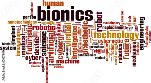 Bionics word cloud concept. Vector illustration